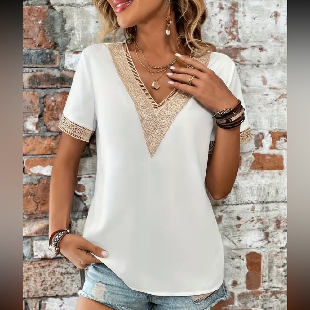 White V-Neck Blouse